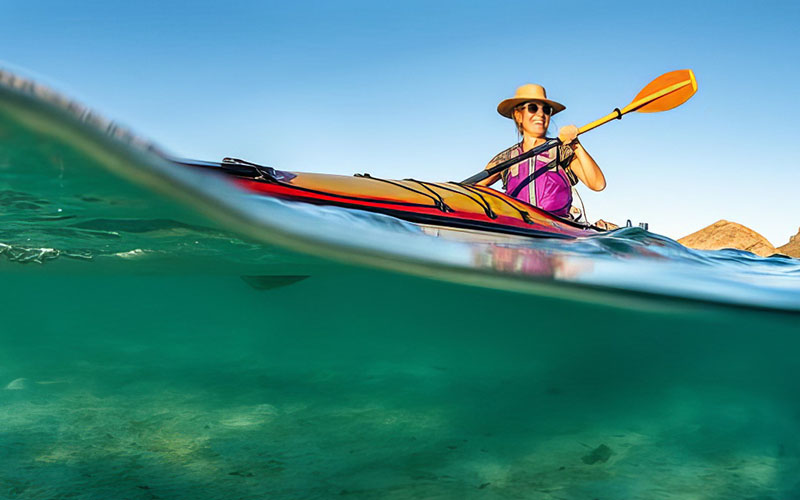 Kayak in your backyard lake in the morning